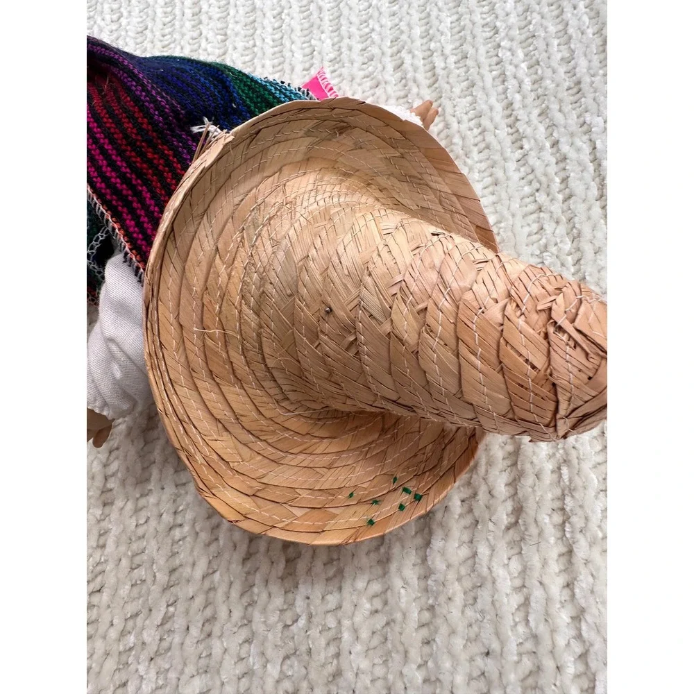 Vintage Munecas Mexicanas Souvenir Doll Mexico Sombrero Serape Huaraches 10 Inch